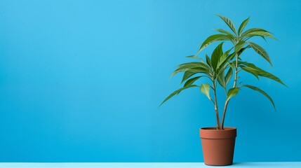 Obraz premium Plant against a colorful background with copy space, minimalistic and elegant 