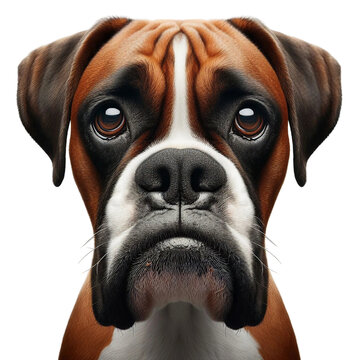 Boxer Dog, Bulldog: Sad face Expression Transparent Background, Detailed PNG, High Quality, Ready for Your Project
