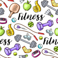Fitness and sport seamless pattern. - 746630225