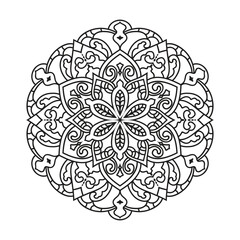 Anti-stress coloring book page for adults.Oriental mystical pattern.Yoga mandala.		

