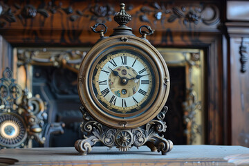 Fototapeta na wymiar Antique Ansonia windsor mantle clock c 1886