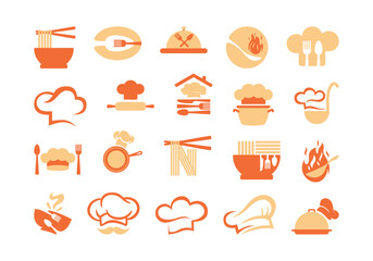 Restaurant Chef Logo Icon Element Set