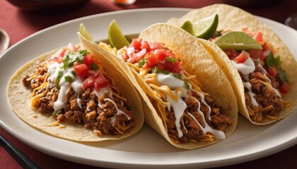 Mexican dishes on the table. Tacos, Burritos, quesadillas, chili, fajitas, tortillas.