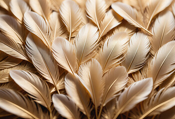 Golden feathers lined up in the background