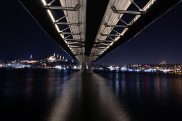Fototapeta na wymiar Under Haliç subway bridge istanbul Constantinople