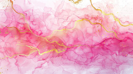 Pastel Pink Symphony: Gold-Cracked Wedding Invitation Background