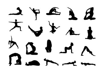 Yoga Women Silhouette Element Set