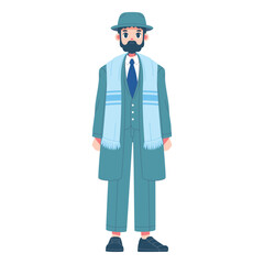 Vector Jewish Man Rabbi Cartoon Illustration Isolated