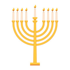 Vector Jewish Menorah Candles Cartoon Illustration Isolated