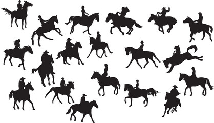 animals silhouettes collection horseback jockeys