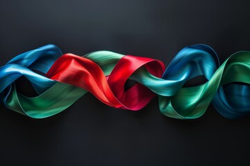 The stock market, one red stock curve, five blue and green curves, intertwine with each other  - obrazy, fototapety, plakaty