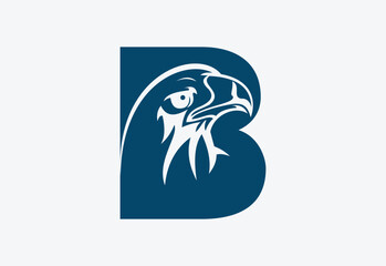 High quality illustration of a eagle head with latter B  for logo and icons