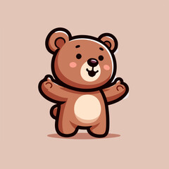 vector style happy cute bear mascot