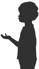child with outstretched hand without background