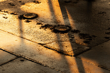 light and shadow on metal rustic floor background