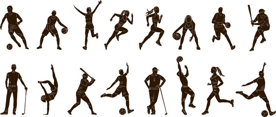 silhouette of people athletes on a white background vector