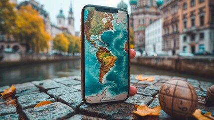 Using a smartphone with a translator app, translating or translating on the mobile app to have a worldwide language conversation. Concept of language course and e-learning. - obrazy, fototapety, plakaty