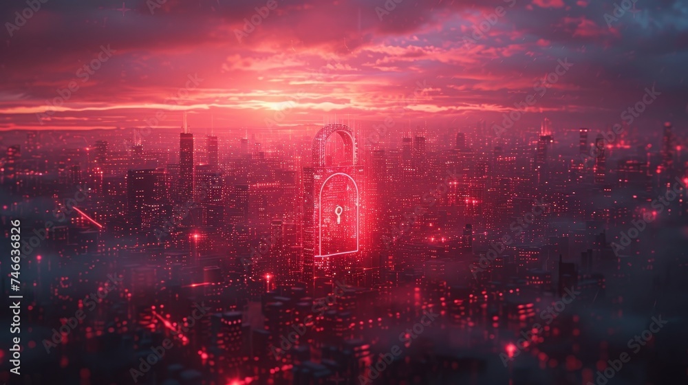 Poster Internet network data protection, anti hacker, cybercrime, user privacy security, encryption, and secure internet access.