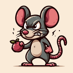 vector style angry cute rat mascot