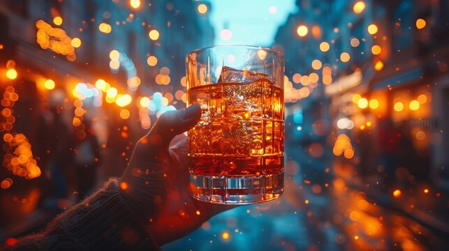 An entrepreneur is touched by the change of status of a virtual bar from 2023 to 2024 at the start of the new year. He starts a new business and a new life at the start of the new year.