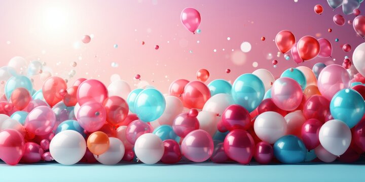 Floating Balloons at a Birthday Celebration Generative AI