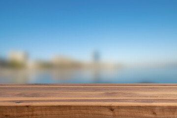 Brown Wooden Empty Table Natural Blurry Background