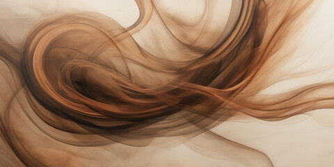 Abstract depiction of swirling smoke trails in shades of copper and bronze against a backdrop of muted, earthy tones. - obrazy, fototapety, plakaty