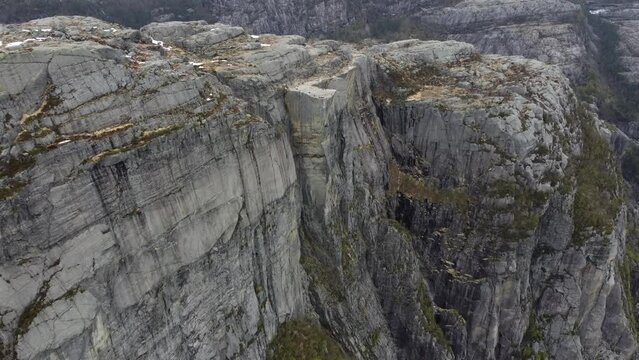 Aerial video over Pulpit Rock Songesand Norway