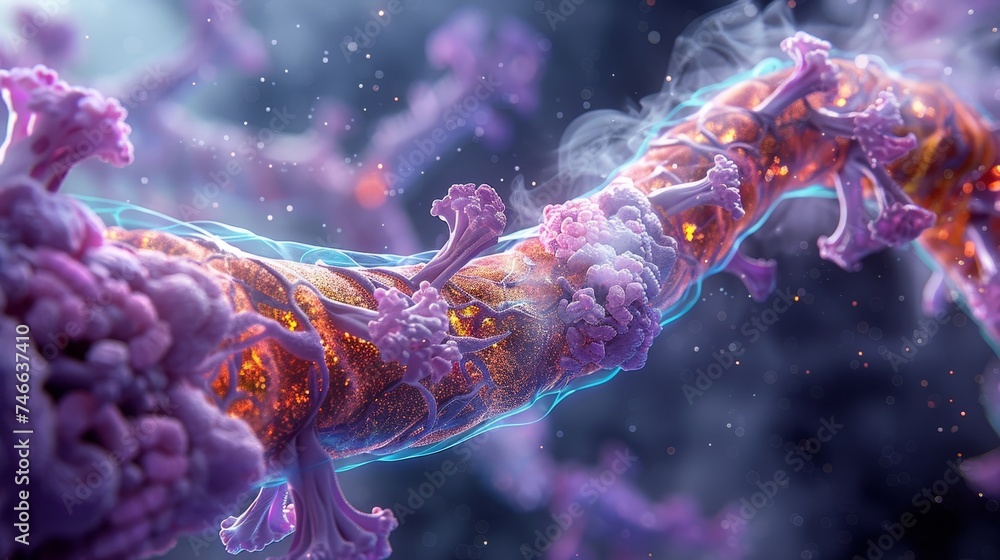 Poster this image offers an abstract visualization of synaptic transmission along a neural pathway, with a 