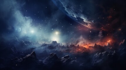 Space background with realistic nebula and shining stars. Neural network AI generated art