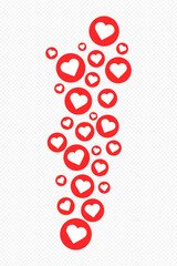 Social media likes reaction symbol on transparent background