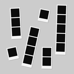 Instant picture strips collection on isolated background
