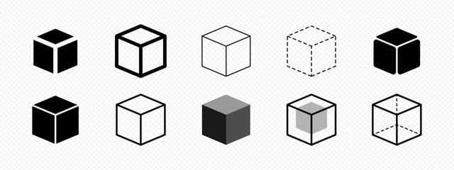 Vector isolated Cube icon set - obrazy, fototapety, plakaty