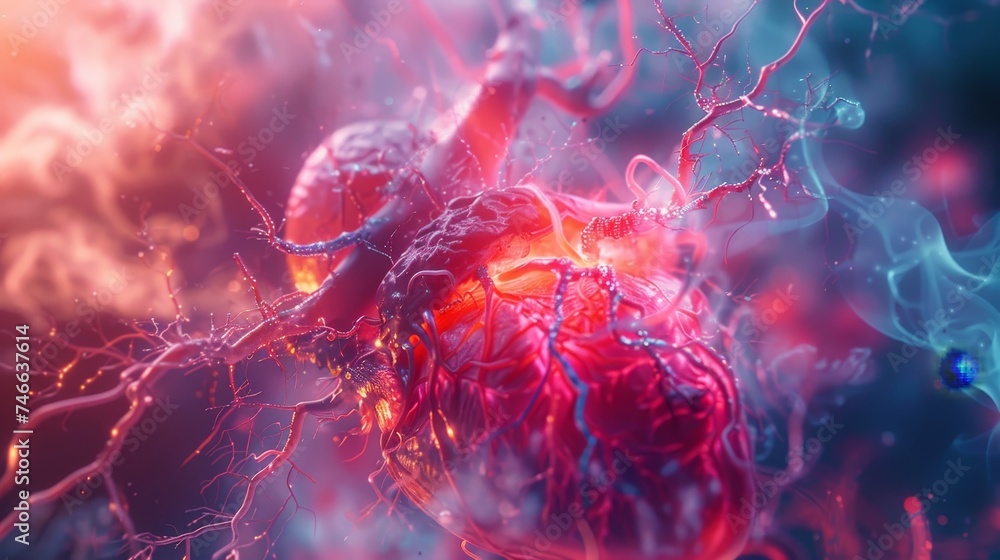 Poster this dynamic illustration captures the intricate connection between neuronal networks and the human 
