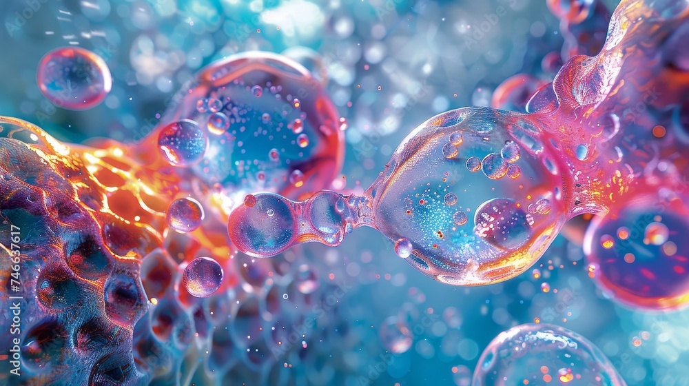 Poster this illustration captures the vibrant and dynamic process of synaptic transmission within a neurona