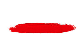 ruddy Paint brush stroke oil color. Art draw red brush isolated on white background.