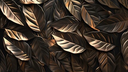 Metallic shiny leaves background