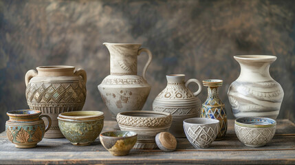 Fototapeta na wymiar Handcrafted Pottery Exhibition