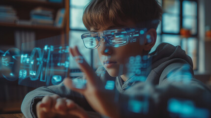 Enchanted Education Young Student in Augmented Reality