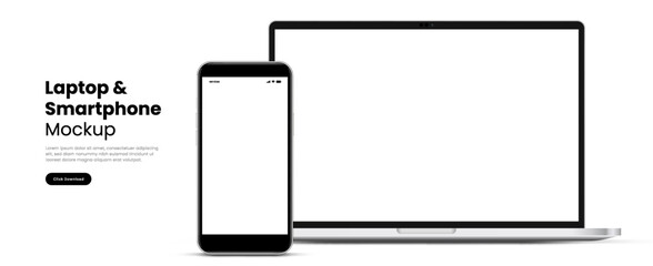 3d high quality realistic device mockup. Computer monitors, laptops, tablets and mobile phones. Electronic gadgets isolated on white background for ui ux, presentation, mobile apps