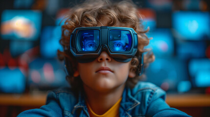 Neon Dreams Kid in Augmented Reality Glasses