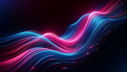 Illuminating pink and blue Neon Waves on a dark background