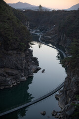 View of the river valley with the cliffs in autumn © 안구정화