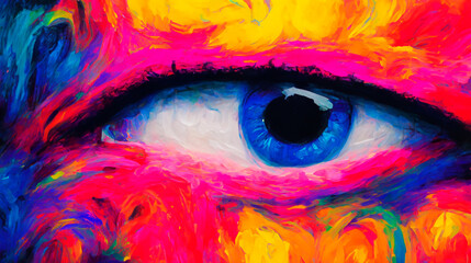 Abstract woman eyes painted on canvas