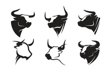 creative buffalo cow ox bull head collection logo vector design inspiration