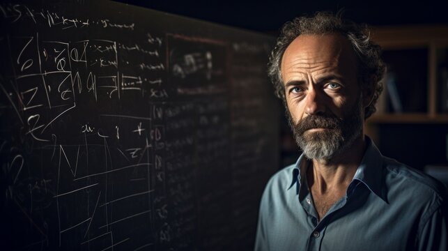 Mathematician with equations intellectual rigor organized stimulating study hint