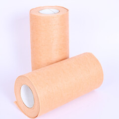 Brown kitchen roll isolated over white background. Toilet roll isolate.