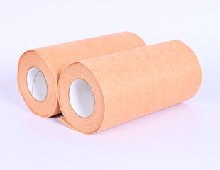 Brown kitchen roll isolated over white background. Toilet roll isolate.