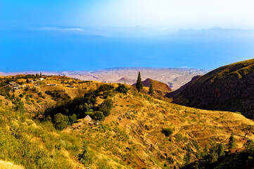 Mountain landscape on the Island Santo Antao, Cape Verde, Cabo Verde, Africa.