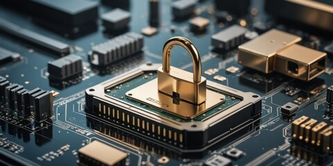Verified Vigilance: Motherboard Closeup of Cybersecurity Excellence